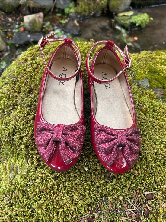Sugar Other - SUGAR - Girls Red Glitter Bow Ankle-Strap Flats